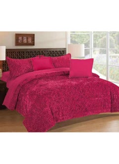 Buy COMFY SOFT & LUXURIOUS MAROON ROSE FAUX FUR 6PC KINGSIZE COMFORTER SET in UAE