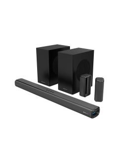 Buy 5.2.4CH Home Theater Soundbar With Dolby Atmos Wireless Subwoofer/Surround, Wireless Microphone, Universal Audio Interface, Bluetooth V5.3, Impressive Powerful Sound, 615W Power - Black in UAE