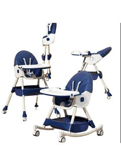 Buy Baby High Chair, Folding Recline Feeding Seat Height Adjustable Child Feeding Chair, Multifunctional Baby Dining Chair with Removable Double Compartment Plate in Saudi Arabia