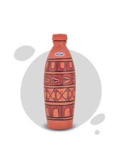 Buy Handmade Earthen Clay Designer Water Bottle Abstract Cross in UAE