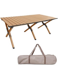 Buy Portable Roll Up Picnic Table with Carry Bag,Folding Camping Tables,Carbon Steel Frame & Wooden Table,Serve for 4-6 Person, 23 * 45 inch in UAE