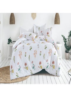Buy Floral White Cotton 205Tc Comforter Set 6Pcs King Size in Saudi Arabia