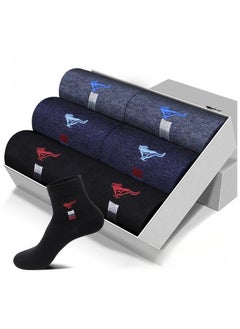 اشتري 6 Pairs Of Boxed Men's Casual Breathable Business Style Mid Length Socks في الامارات