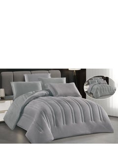 Buy Winter plain double-sided bed sheet for warmth, 4 pieces, quilt size 220x170 cm in Saudi Arabia