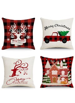 Buy 4-Piece Set Printed Linen Christmas Home Pillowcase in UAE