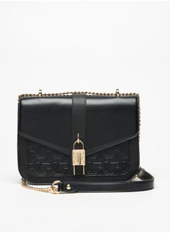 Buy Women Monogram Embossed Crossbody Bag with Chain Strap in UAE