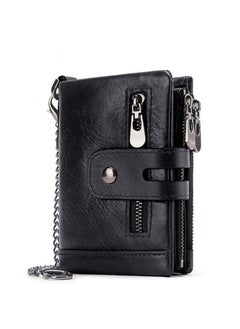 Buy Chain Wallet for Men Genuine Leather Wallet Zipper Bifold Wallet Wallets for Men, with 14 Card Holder and Coin Pocket Portable Large Capacity Lightweight Wallet Business Waterproof Leather Zipper Card in Saudi Arabia