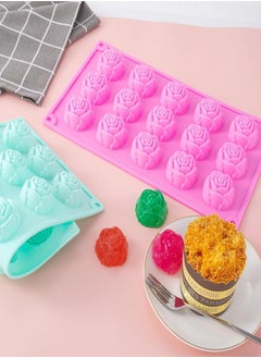 Buy 2 Pieces Of 15 Rose Silicone Cake Mold Ice Cream Pudding Jelly Mold DIY Handmade Soap Mold in Saudi Arabia