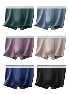 Buy Zeemey 6 Pack Men's Boxer Briefs Low Rise Undies Cool Boxers Shorts Underpants Soft Pants Breathable Seamless Trunks Ice Silk Underwear for Men in Saudi Arabia