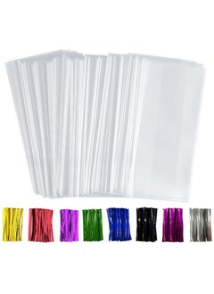 Buy 300 Pack 4” X 9” Treat Bags Plastic Poly Bags Side Gusset Cookie Bags Multipurpose Plastic Gift Bag Coming With 300 Colorful Twist Ties(Translucent) in Saudi Arabia