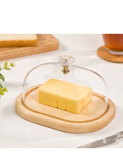 Buy Wooden Butter Serving Container with Acrylic Lid in UAE