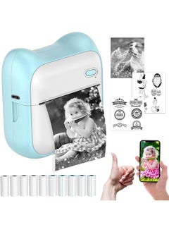 Buy Mini Photo Printer,1000mAh Portable Thermal Photo Printer with 5 Rolls Sticker and 5 Rolls of Thermal Paper,for Gift Study Notes Work Children Photo Picture Memo in UAE