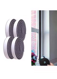 اشتري 4-Pcs Seal Tape Strong Adhesive Soundproof Shockproof Gap Sealing Foam Rubber Weather Stripping Strip Tape for Home Window Door Draught Excluder Air Conditioner 4 Rolls of 1M Long Each في الامارات