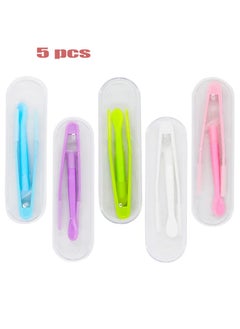 اشتري 5 pcs Portable Contact Lens Stick Tool Case Set (Inserter/Remover+Tweezer with Soft Tip) في السعودية