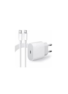 Buy 20W USB-C Charger with 1M USB-C to Lightning Cable – Fast Charging, Compatible with iPhone X, 8, Pro Max, and More – White in Egypt