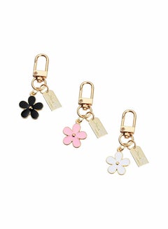 Buy 3 Pcs Keychains for Women, Bag Charm Flower Key Chain Car Key Ring Pendant for Purse , Handbag Bag , Earphone Case Decoration in UAE