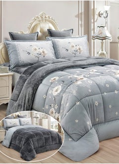 Buy 6Pieces Ultra Soft Winter Comforter Set King Size 220x240cm Floral Printed Warm Bedding Sets Multicolor in Saudi Arabia