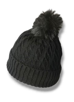 Buy Ice Cap Wool Lined Winter Hat with Fur Ball - Stylish and Warm Design for Unisex in Egypt