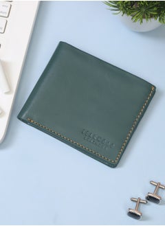 Buy Genuine  Leather RFID Two Fold Green Wallet Men in UAE