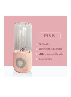 Buy Portable Electric Juicer Cup Smoothie Blender Pink 500ml in Saudi Arabia