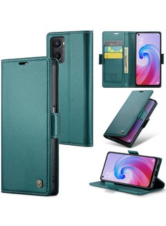 SEAHAI Cover A Portafoglio In Pelle Con Supporto Per Oppo A96 / A76 / Realme 9i - Blu, RFID - 2