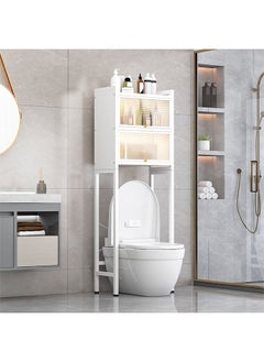 Buy Over Toilet Storage Bathroom Shelving White With Two Layer Storage Box,Toilet Storage Rack-White in Saudi Arabia