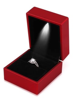 Buy Luxury Ring Box, Square Wedding Ring Case Jewelry Gift Box with LED, for Engagement Wedding Gift (Red) in Saudi Arabia
