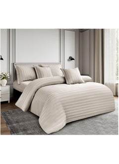 Buy 6-piece striped hotel bed comforter set, king size, 240x220 cm in Saudi Arabia