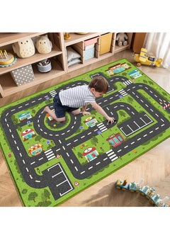 Buy Large Play Mat, Car Trafficc Theme Rug Carpet for Kids, Kids Room Area Rug Bedroom Decor Rug Educational Road Traffic Carpet (Size 100cm×180cm/39"x71") in Saudi Arabia