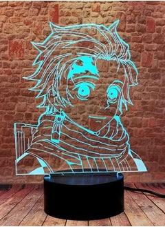 Buy 3D Illusion Led Lamp Multicolor Night Light USB Anime Kamado Tanjirou Demon Slayer in UAE