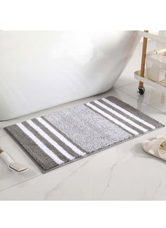 اشتري Bathroom Rugs Bath Mat 50x80cm Non Slip Fluffy Soft Plush Microfiber Shower Carpet Rug Machine Washable Quick Dry Ultra Bath Mats for Tub Bathroom and Shower Grey. في الامارات