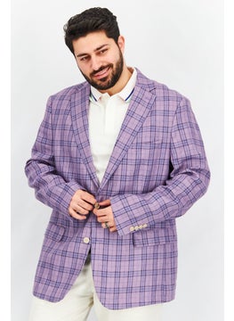 اشتري Men Slim Fit Plaid Casual Blazer, Purple في السعودية