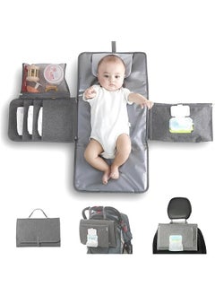 اشتري Baby Portable Changing Pad with Wipes Pocket for Diaper Bag Wipeable Waterproof Newborn Travel Mat Shower Gifts في الامارات