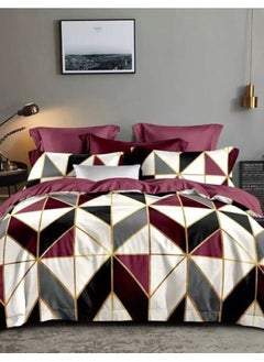 اشتري DREAM BELL 6 PC COMFORTER SET GEOMETRICAL MAROON & GOLD COTTON في الامارات