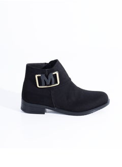 Buy Ankle Boot Flat Suede With Buckle G-26 - Black in Egypt