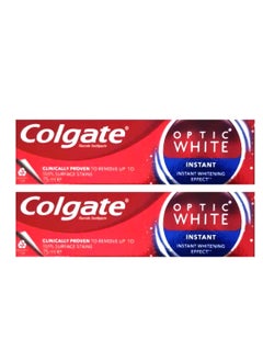 Buy Colgate Pack Of 2 Optic White Instant White Toothpaste 75ml in Saudi Arabia