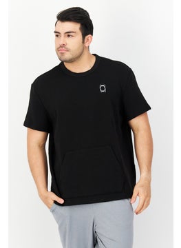 Buy Men Sportswear Fit Embroidered Outdoor T-shirts, Black in UAE