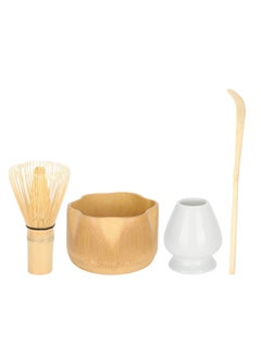Buy 4 in 1 Exquisite Traditional Japanese Matcha Tea Set Bamboo Matcha Whisk Ceramic Holder Scoop and Bowl for Handmade in Saudi Arabia