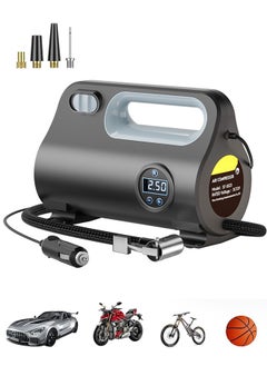 Buy Tire Inflator Portable Air Compressor, 12V DC Auto Air Pump for Car Tires, Smart Digital Pressure Gauge and Emergency LED Light for Motorcycles, Bicycle, Balloons in UAE