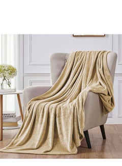 Buy Flannel and Microfiber Sofa Blanket, Luxury Beige Single Size Blanket Lightweight and Comfortable for Bed and Sofa, Super Soft and Warm Solid Beige Color in Saudi Arabia