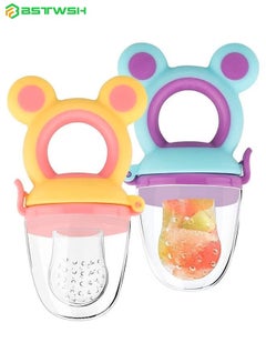Buy Baby Food Feeder Pacifier - 2 Pack Silicone Fruit Feeder Teethers for Babies |Baby Silicone Feeder Pacifier | Teething Feeder | Baby Fruit Pacifier Feeder| Silicone Feeder for Infants (Mix) in Saudi Arabia