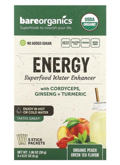 Buy Energy Superfood Water Enhancer Organic Peach Green Tea 5 Stick Packets 0.21 oz (6 g) Each in UAE