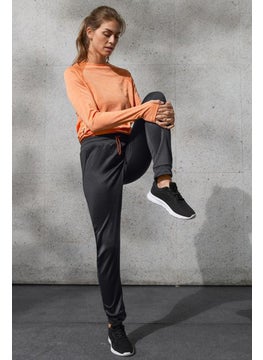 اشتري Women Sport Fit Drawstring Plain Jogger Pants, Black في الامارات