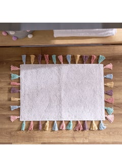 Buy Flutterby Floret Tufted Cotton Bathmat with Tassels 60 x 40 cm in Saudi Arabia