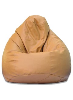 Buy Faux Leather Multi-Purpose Bean Bag With Polystyrene Filling Beige in UAE
