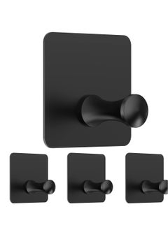 Buy 4 Pack Adhesive Hooks, Waterproof Rustproof Removable Hooks, Wall Hangers without Nails Self-Adhesive, Suitable for Bathroom, Kitchen, Door (Black) in UAE