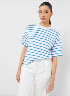 Buy Stripe Crew Neck T-Shirt in UAE