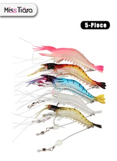 اشتري 5 Pieces Lure Shrimp Kit Set Fake Shrimp with Hook and Two of Them are Night Luminous Baits في الامارات