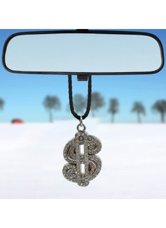 اشتري Car Pendant Fancy Diamond Dollar Logo Fancy Pendant 1 Pcs Car Mirror Hanging Pendant Silver في السعودية