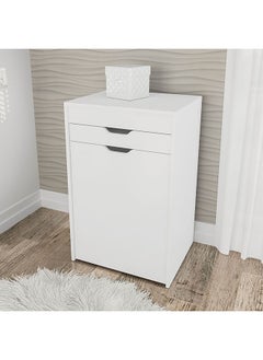 اشتري Eldon Compact Dressing Table With Drawer And Storage In Seat Durable Vanity Table Dressing Makeup Desk With Storage Modern Design Bedroom Furniture L 54x45x130 Cm White في الامارات